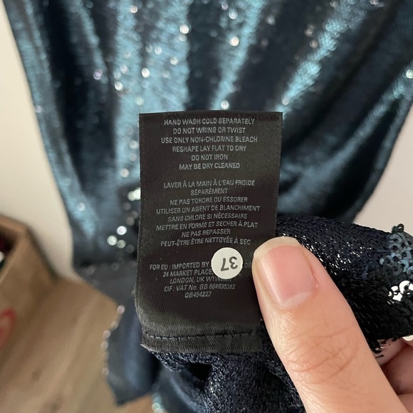 Moulinette Soeurs Interstellar Sequin Navy Midi Dress - Picture 9 of 14